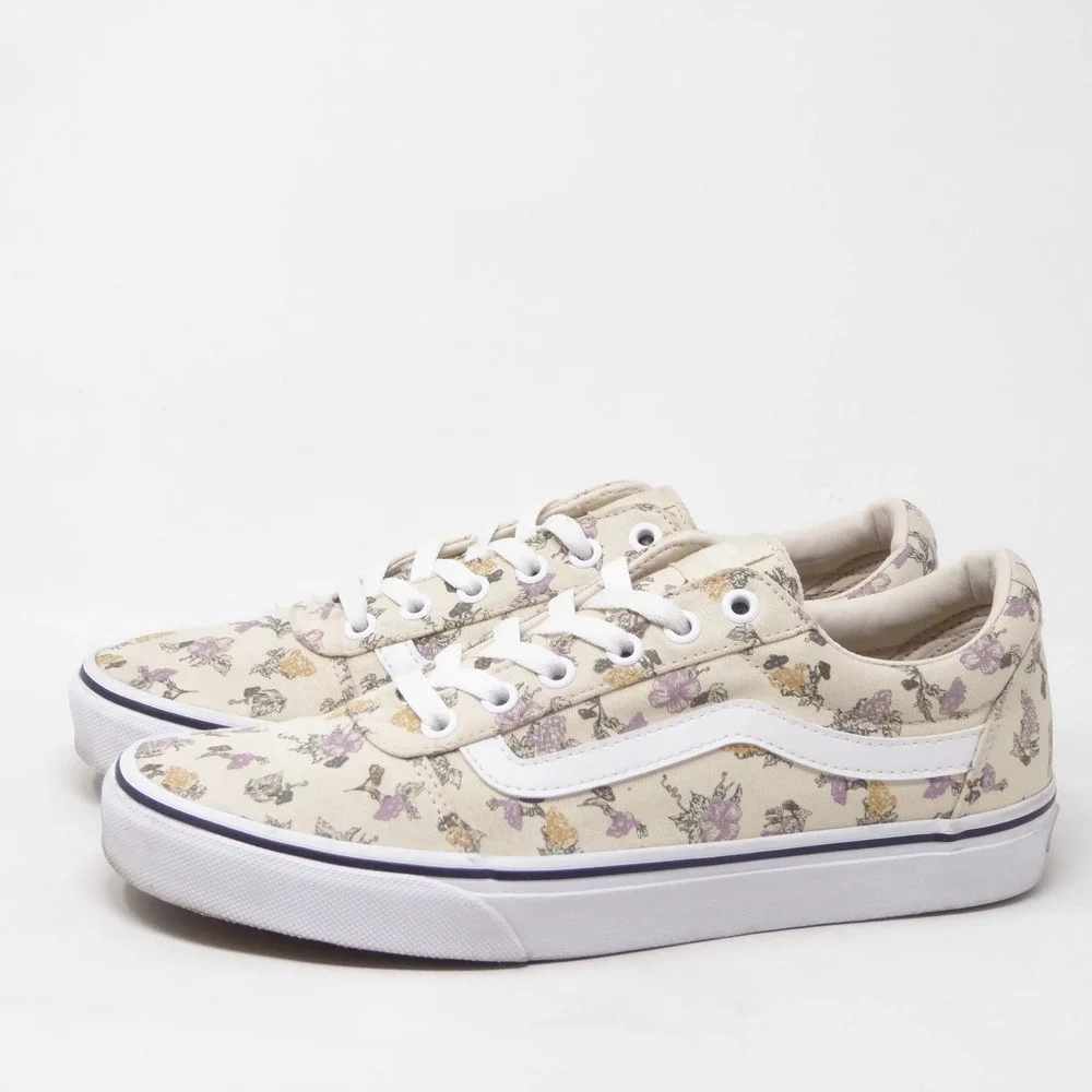 Vans Womens Ward Pressed Floral Classic White Sneakers Floral Low Top 9.5